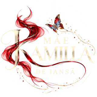 Marca de Mãe Kamilla de Iansã com seda vermelha e borboleta